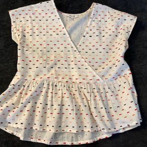 Madewell Sz M Peplum Dot Top
